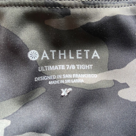 Athleta Ultimate Camo 7/8 Tight Leggings-Pockets-Green-Size XS - Picture 10 of 13